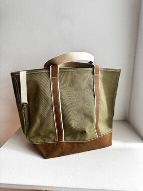 Land's End Boat Tote Army Green Canvas XL